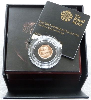 2014 St George and the Dragon Quarter Sovereign Gold Proof Coin Box Coa
