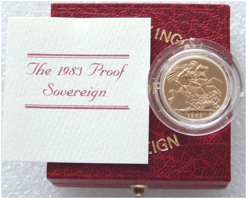 1983 St George and the Dragon Full Sovereign Gold Proof Coin Box Coa