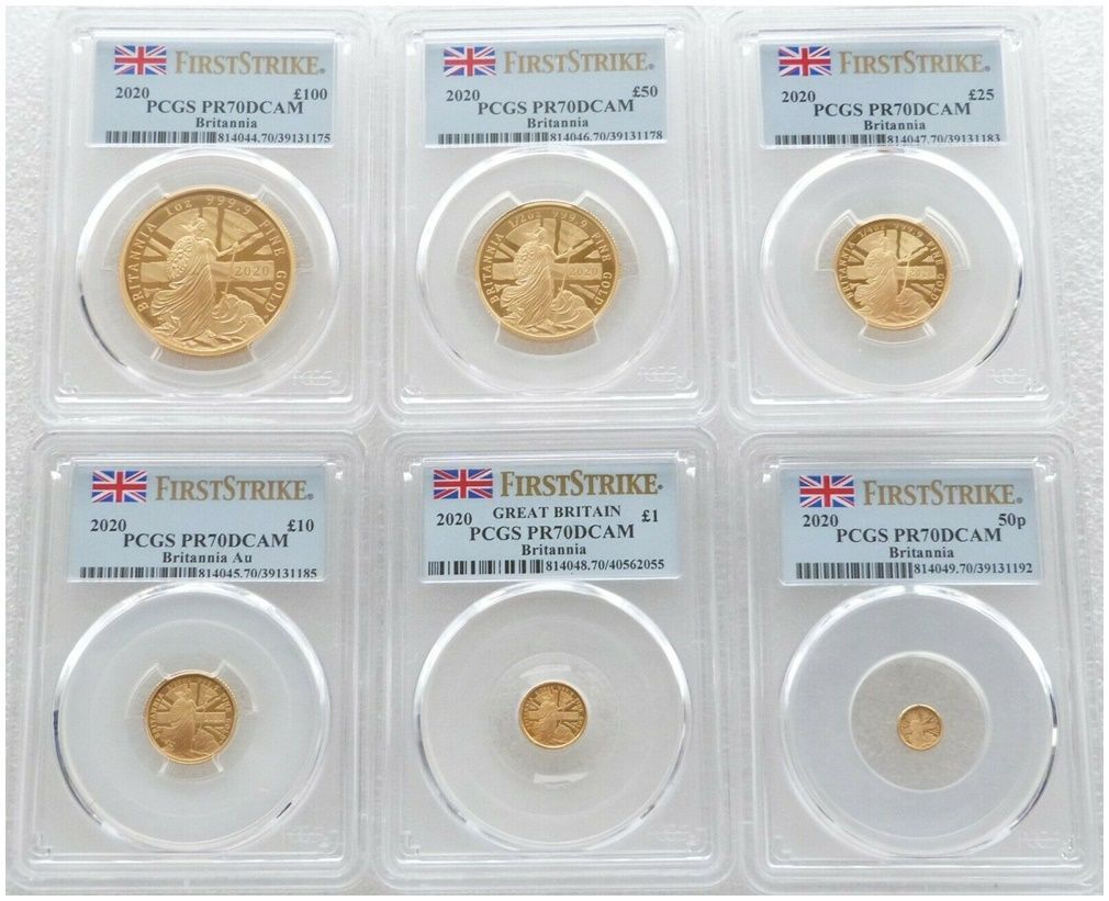 2020 Britannia Premium Gold Proof 6 Coin Set PCGS PR70 DCAM First Strike - Mintage 150
