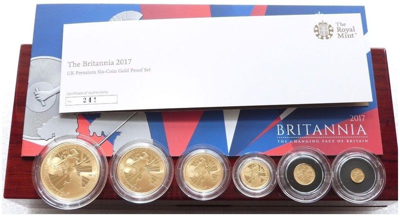 2017 Britannia Premium Gold Proof 6 Coin Set Box Coa - Mintage 176 2017 Britannia Premium Gold Proof 6 Coin Set Box Coa - Mintage 176