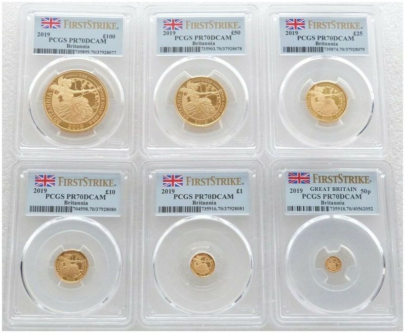 2019 Britannia Premium Gold Proof 6 Coin Set PCGS PR70 DCAM First Strike