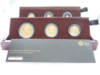 2015 Britannia Premium Gold Proof 6 Coin Set Box Coa - Mintage 138