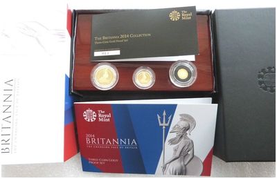 2014 Britannia Gold Proof 3 Coin Set Box Coa Low Cert 013 - Mintage 140