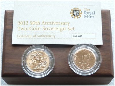 2012 Diamond Jubilee Full Sovereign Gold 2 Coin Set Box Coa - Mintage 100