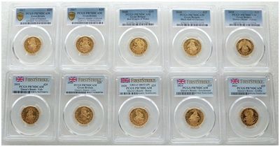 2017 - 2021 Queens Beasts £25 Gold Proof 10 Coin Set PCGS PR70 DCAM First Strike