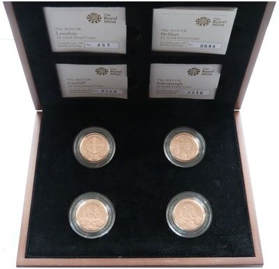2011 - 2010 Capital Cities of the UK £1 Gold Proof 4 Coin Set Box Coa