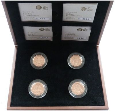 2011 - 2010 Capital Cities of the UK £1 Gold Proof 4 Coin Set Box Coa - Complete Collection