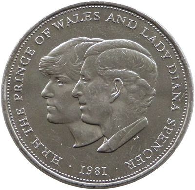 1981 Royal Wedding Charles Diana 25p Commemorative Crown Coin