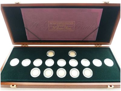 1900 - 1915 Golden Finale Half Sovereign Gold 16 Coin Set Box Coa