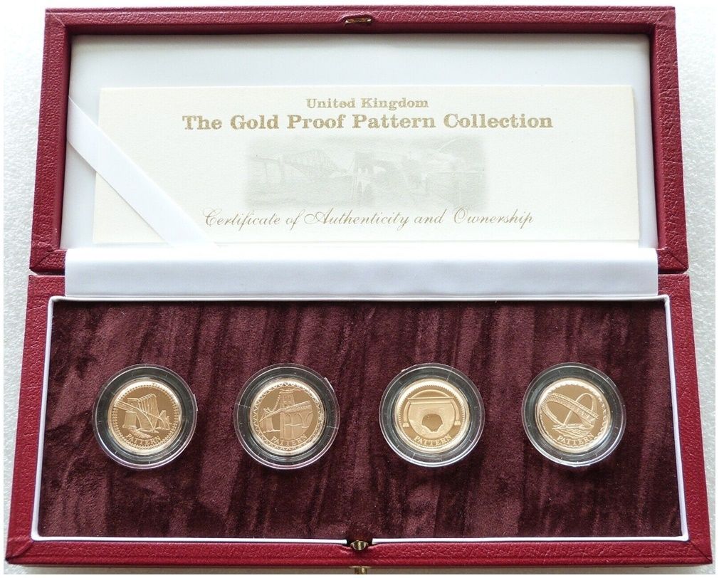2003 United Kingdom Bridges Pattern £1 Gold Proof 4 Coin Set Box Coa - 78.44 Grams 2003 United Kingdom Bridges Pattern £1 Gold Proof 4 Coin Set Box Coa - 78.44 Grams