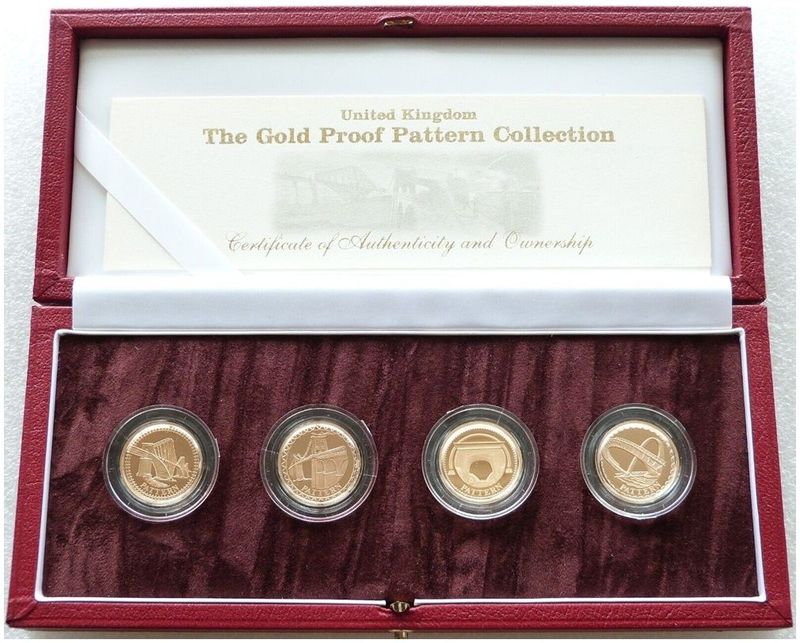 2003 United Kingdom Bridges Pattern £1 Gold Proof 4 Coin Set Box Coa - 78.44 Grams 2003 United Kingdom Bridges Pattern £1 Gold Proof 4 Coin Set Box Coa - 78.44 Grams