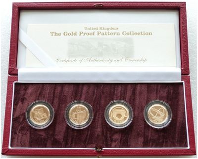 2003 United Kingdom Bridges Pattern £1 Gold Proof 4 Coin Set Box Coa - 78.44 Grams