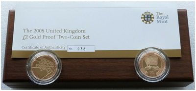 2008 Olympic Games Handover Centenary £2 Gold Proof 2 Coin Set Box Coa