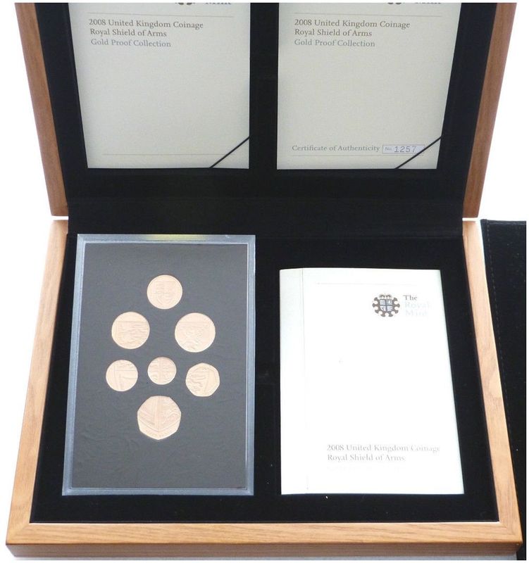 2008 Royal Shield of Arms Gold Proof 7 Coin Set Box Coa