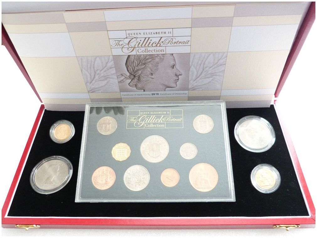 2004 Gillick Portrait 13 Coin Set Box Coa - Incl 2 Full Sovereign Gold Coins