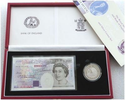 1999 Millennium £5 Silver Proof Coin £20 Banknote Set Box Coa