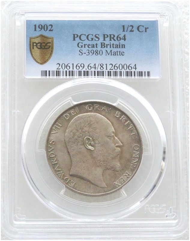1902 Edward VII Coronation Half Crown Silver Matte Proof Coin PCGS PR64