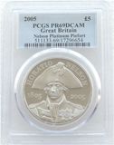 2005 Horatio Nelson Piedfort £5 Platinum Proof 3oz Coin PCGS PR69 DCAM