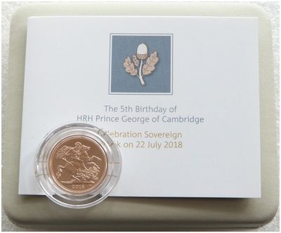 2018 Struck on the Day Prince George 5th Birthday Full Sovereign Gold Coin Box Coa - Plain Edge