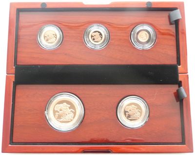 2017 Pistrucci Sovereign Gold Proof 5 Coin Set Box Coa