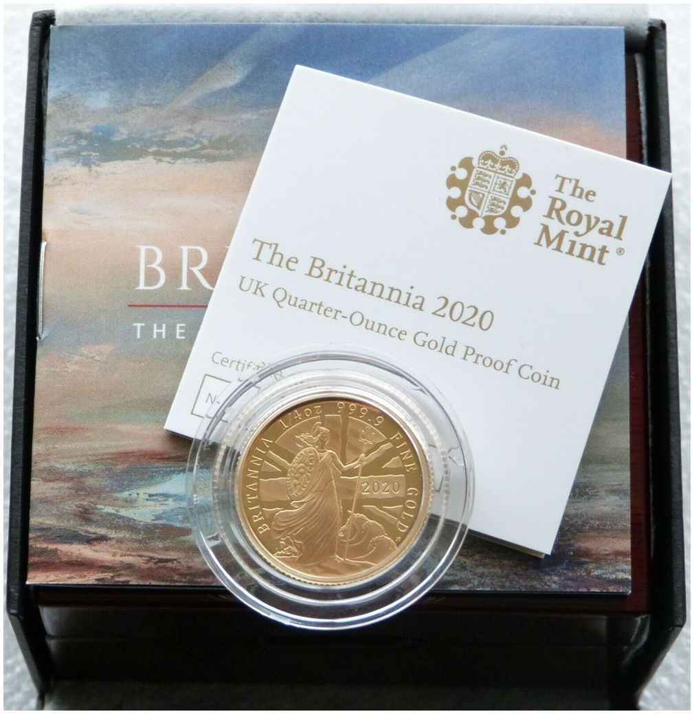 2020 Britannia £25 Gold Proof 1/4oz Coin Box Coa - Mintage 698
