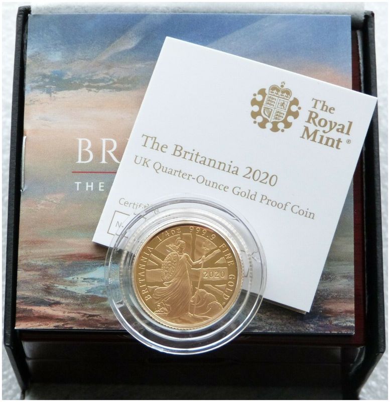 2020 Britannia £25 Gold Proof 1/4oz Coin Box Coa - Mintage 698