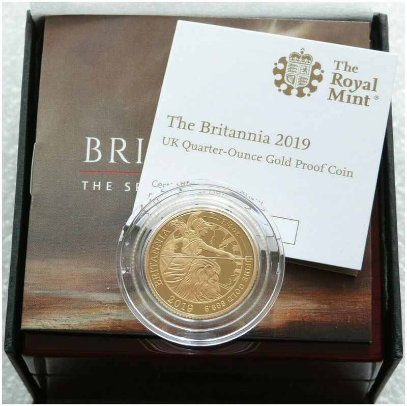 2019 Britannia £25 Gold Proof 1/4oz Coin Box Coa - Mintage 644