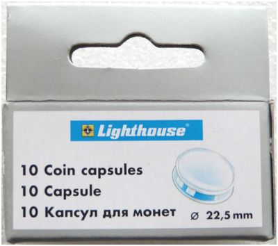 22.50mm x 10 Lighthouse Push Fit Coin Capsules Fits £1 Full Sovereign Gold Coin