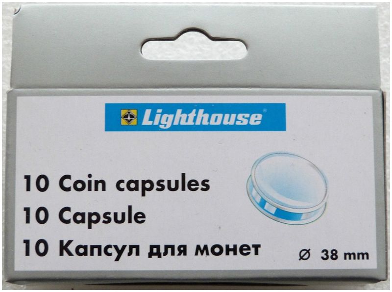 38.00mm x 10 Lighthouse Push Fit Coin Capsules Fits Maple Leaf $5 Silver Coin