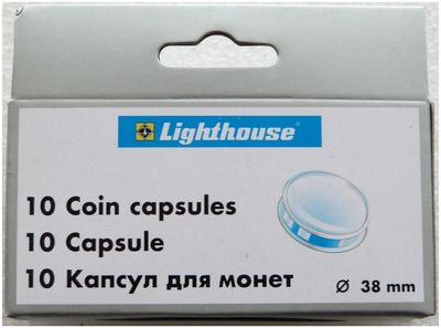 38.00mm x 10 Lighthouse Push Fit Coin Capsules Fits Maple Leaf $5 Silver Coin