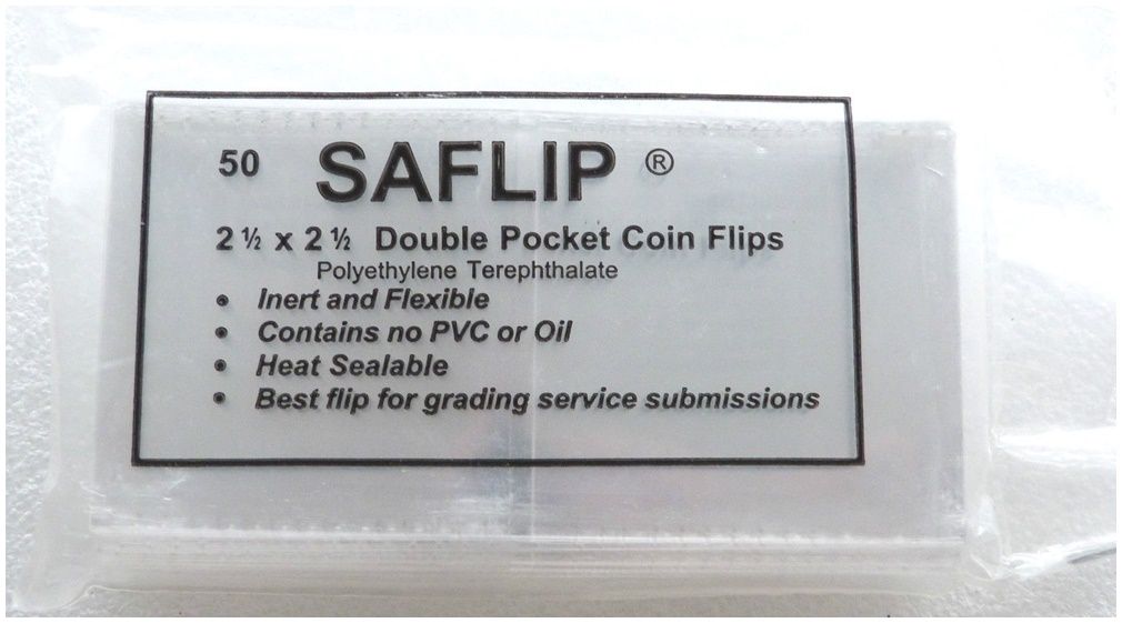 Saflip Myler Double Pocket Coin Flips 2½" x 2½" Pack of 50