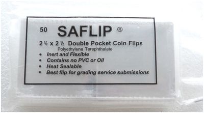 Saflip Myler Double Pocket Coin Flips 2½" x 2½" Pack of 50