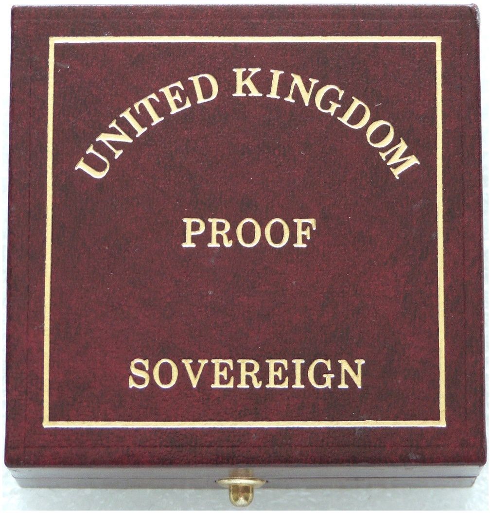 1989 - 1999 Royal Mint Maroon Leather Full Sovereign Gold Coin Box Only