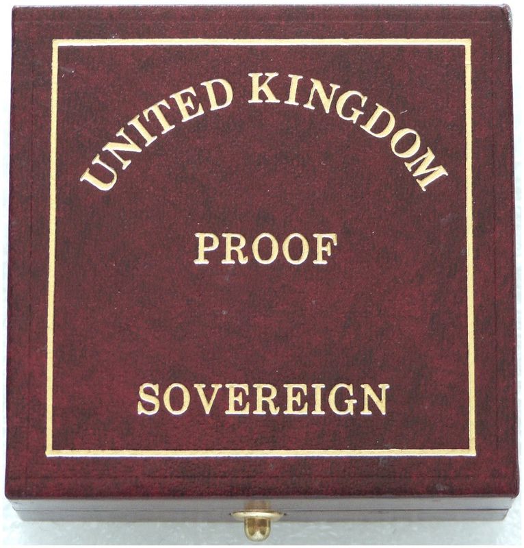 1989 - 1999 Royal Mint Maroon Leather Full Sovereign Gold Coin Box Only