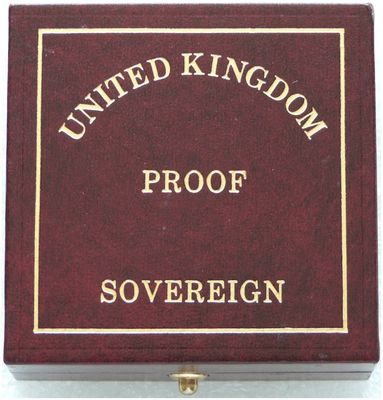 1989 - 1999 Royal Mint Maroon Leather Full Sovereign Gold Coin Box Only