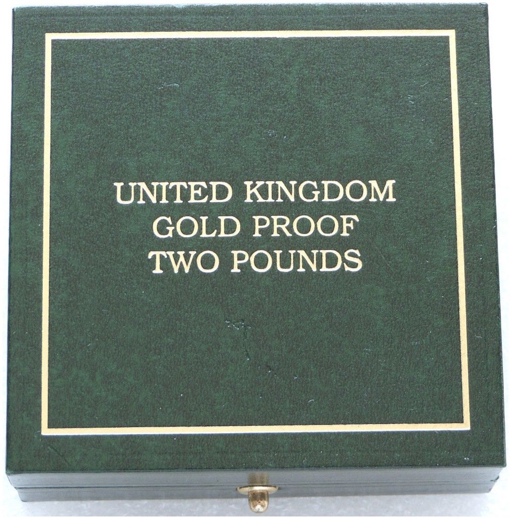 1989 - 2007 Royal Mint Green Leather £2 Double Sovereign Gold Proof Coin Box Only