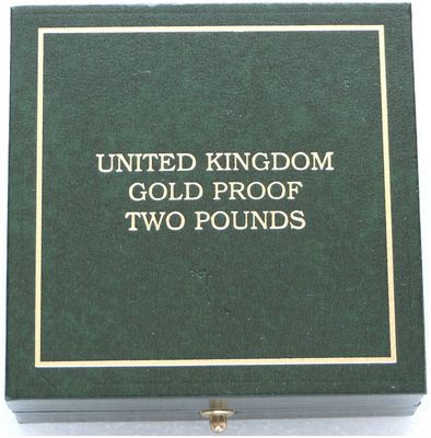 1989 - 2007 Royal Mint Green Leather £2 Double Sovereign Gold Proof Coin Box Only