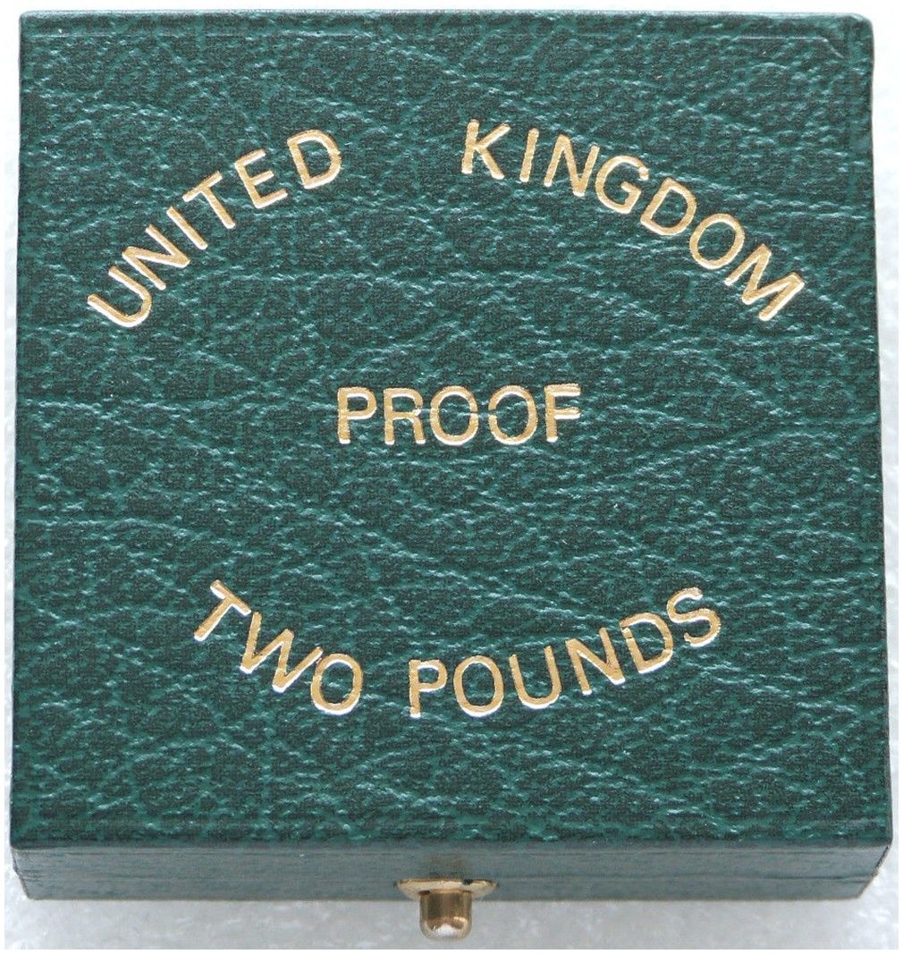 1983 - 1987 Royal Mint Green Leather £2 Double Sovereign Gold Proof Coin Box Only