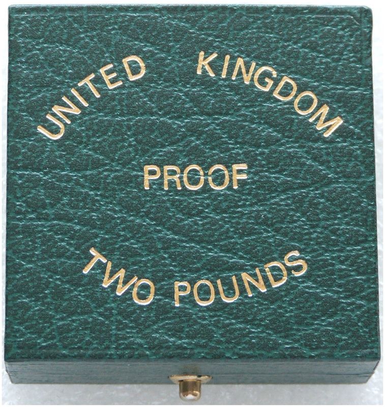 1983 - 1987 Royal Mint Green Leather £2 Double Sovereign Gold Proof Coin Box Only