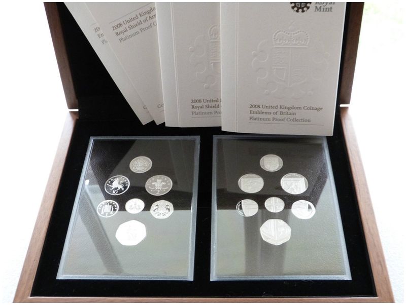 2008 Emblems of Britain Royal Shield of Arms Platinum Proof 14 Coin Set Box Coa