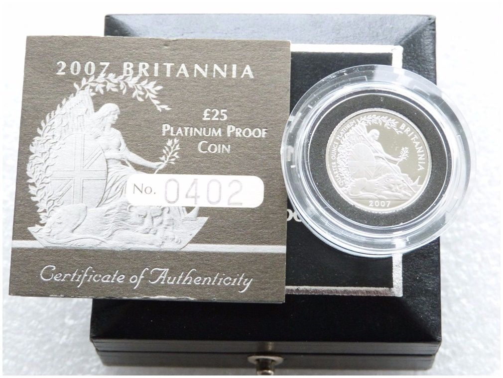 2007 Britannia £25 Platinum Proof 1/4oz Coin Box Coa