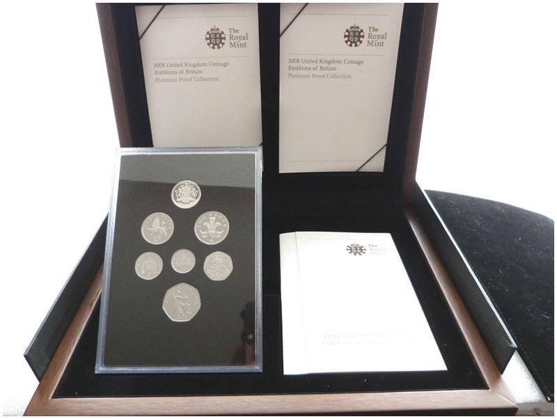 2008 Emblems of Britain Platinum Proof 7 Coin Set Box Coa