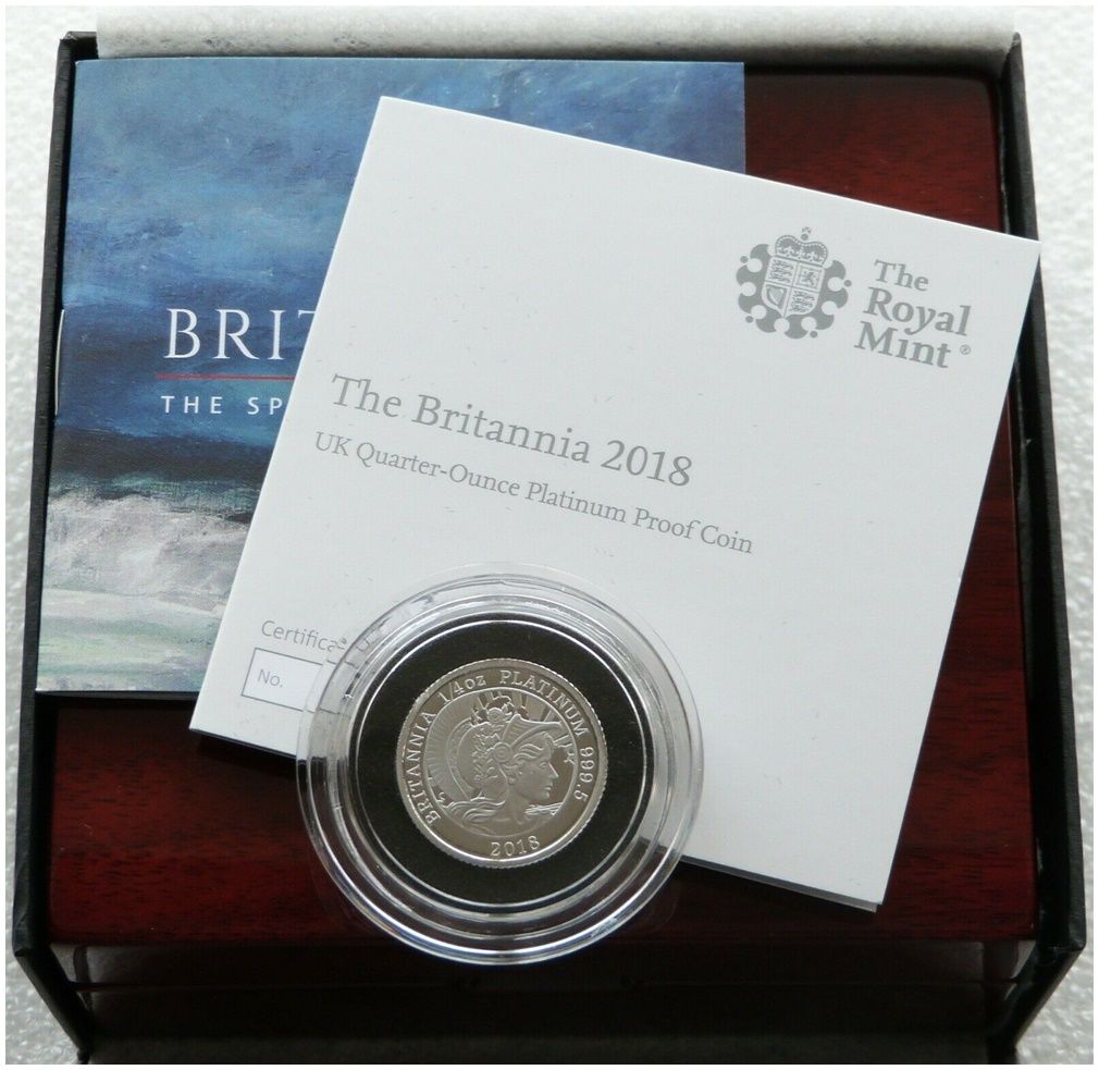 2018 Britannia £25 Platinum Proof 1/4oz Coin Box Coa