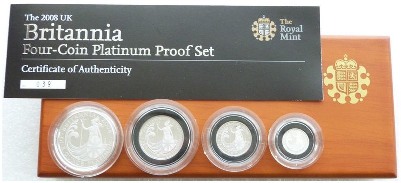 2008 Britannia Platinum Proof 4 Coin Set Box Coa