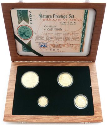 2003 South Africa Prestige Natura Lion Gold Proof 4 Coin Set Box Coa - Mintage 698