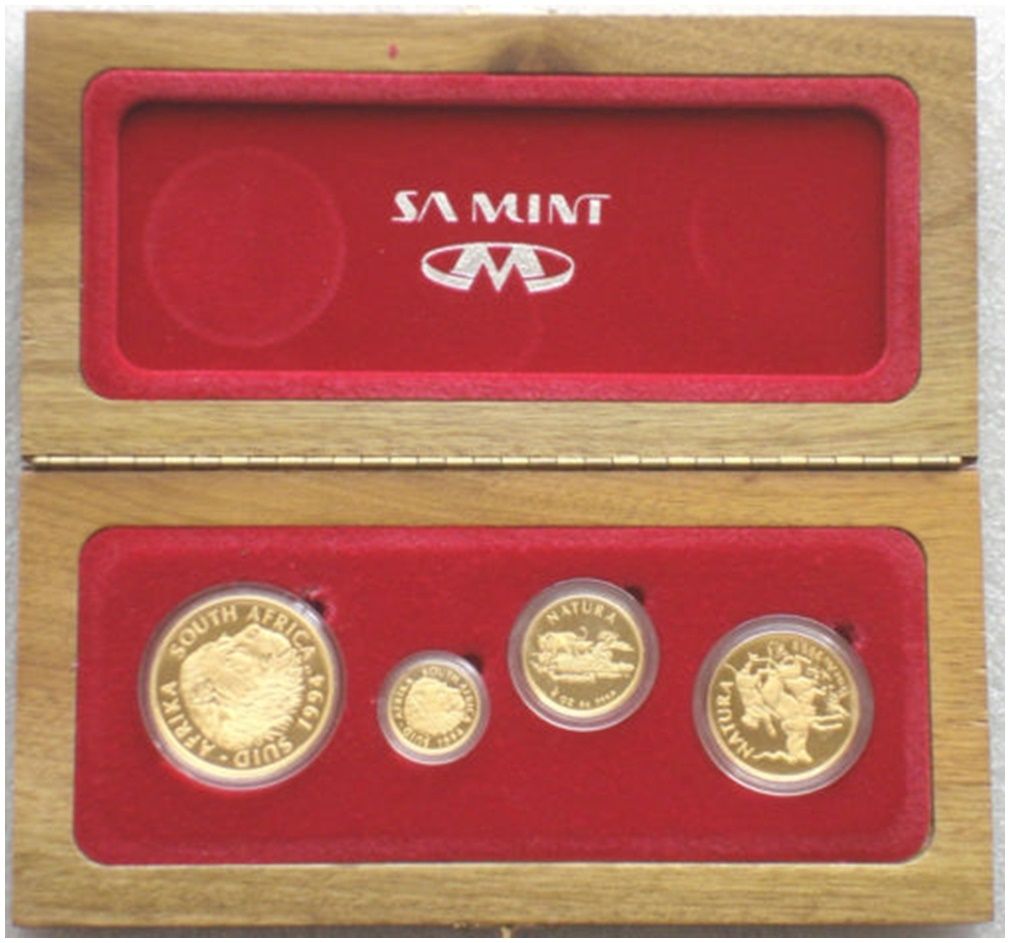 1994 South Africa Prestige Natura Lion Gold Proof 4 Coin Set Boxed