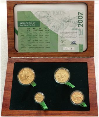 2007 South Africa Prestige Natura Eland Gold Proof 4 Coin Set Box Coa