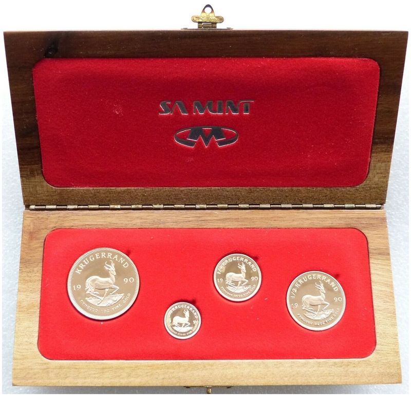 1990 South Africa Prestige Krugerrand Gold Proof 4 Coin Set Boxed