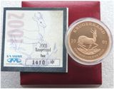 2001 South Africa Full Krugerrand Gold Proof 1oz Coin Box Coa