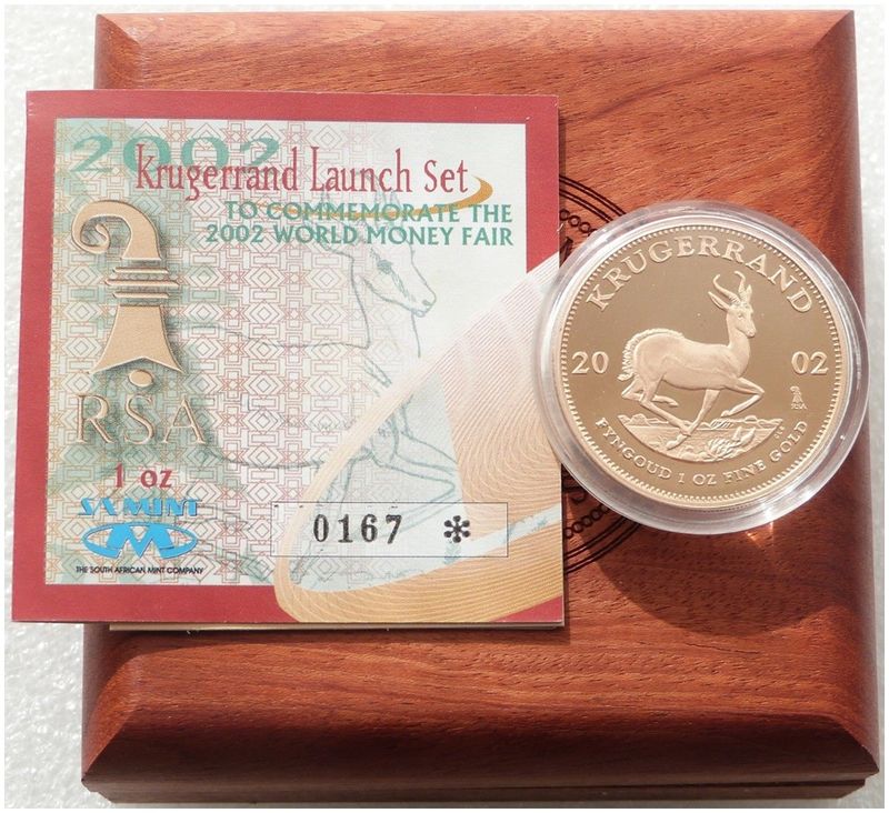 2002 South Africa Basel Launch Mint Mark Krugerrand Gold Proof 1oz Coin Box Coa